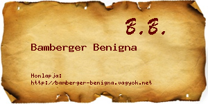 Bamberger Benigna névjegykártya